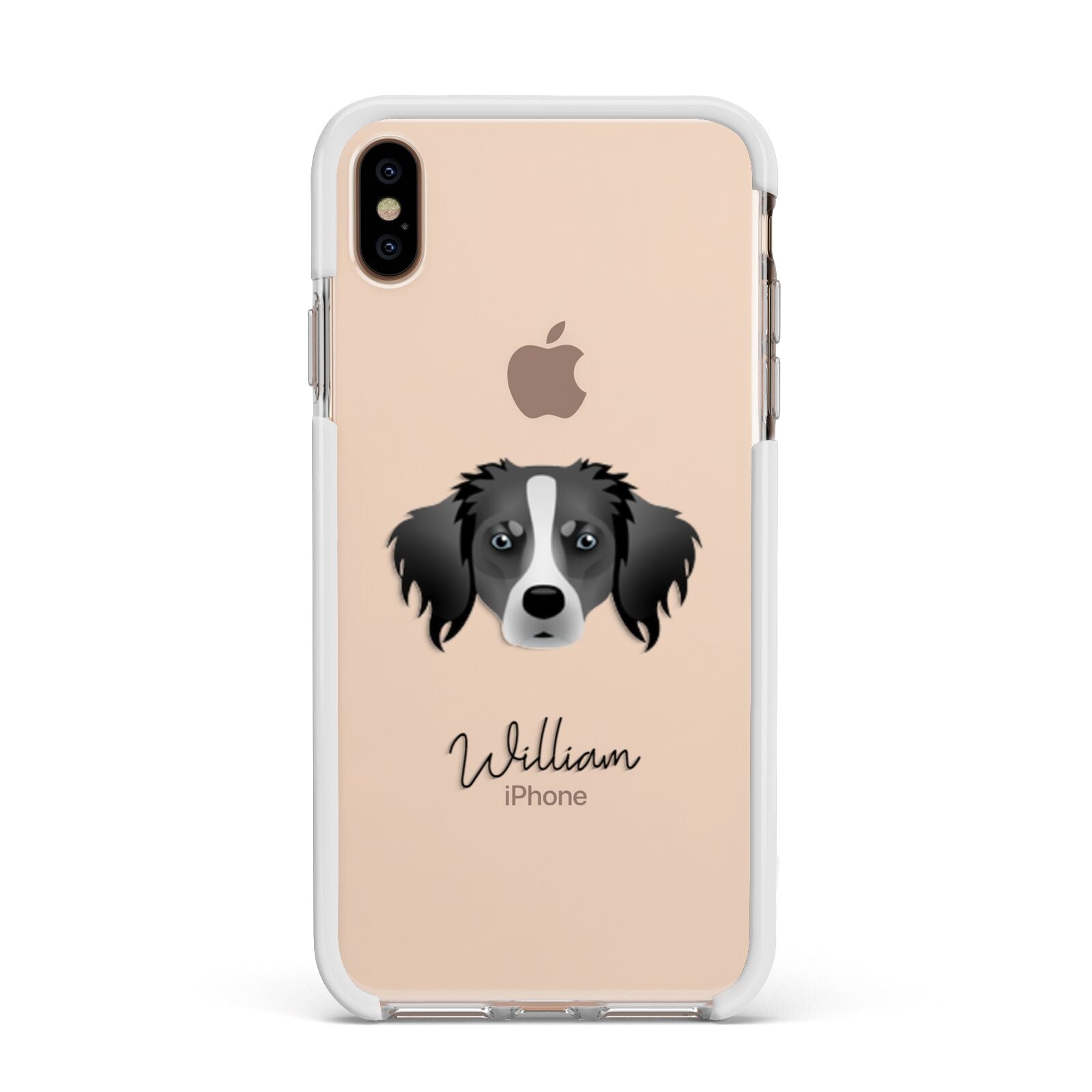 Australian Shepherd Personalised Apple iPhone Xs Max Impact Case White Edge on Gold Phone