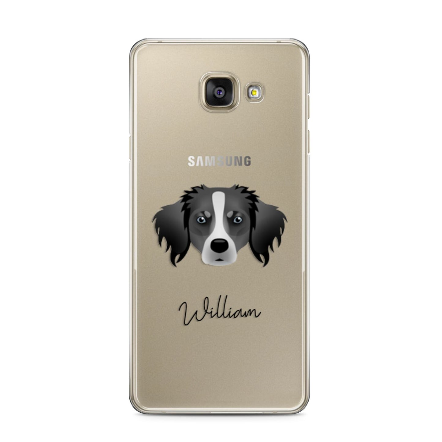 Australian Shepherd Personalised Samsung Galaxy A3 2016 Case on gold phone