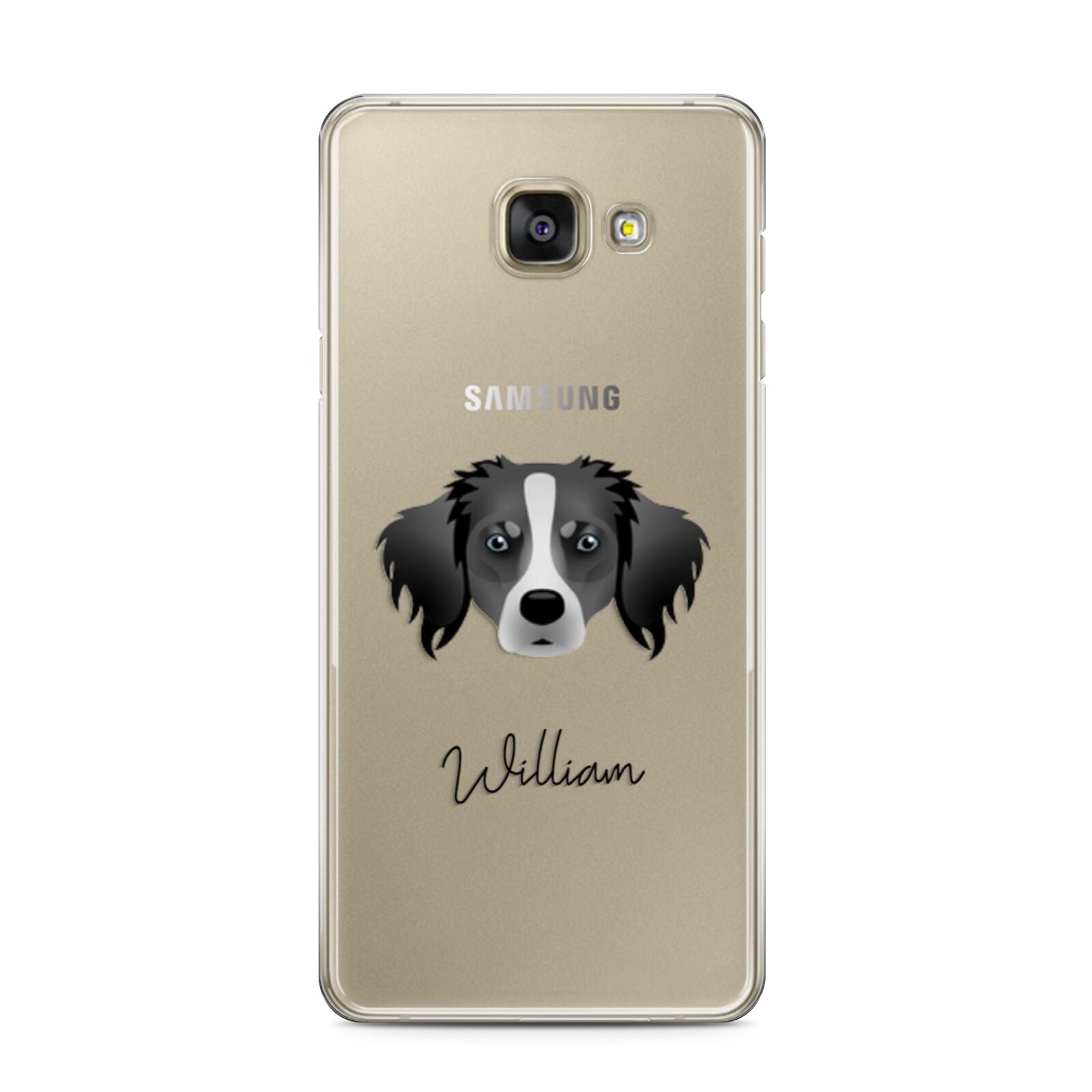 Australian Shepherd Personalised Samsung Galaxy A3 2016 Case on gold phone