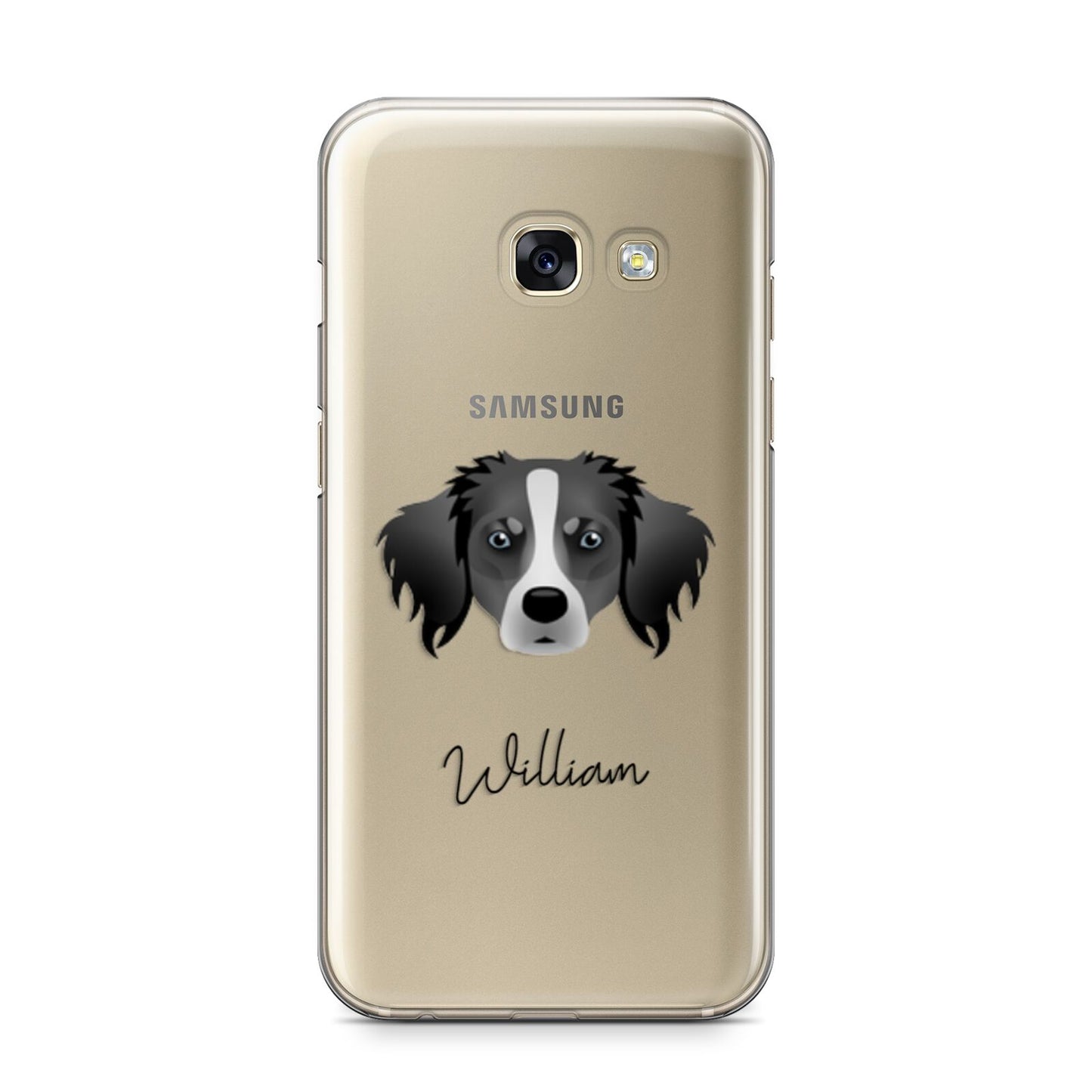 Australian Shepherd Personalised Samsung Galaxy A3 2017 Case on gold phone