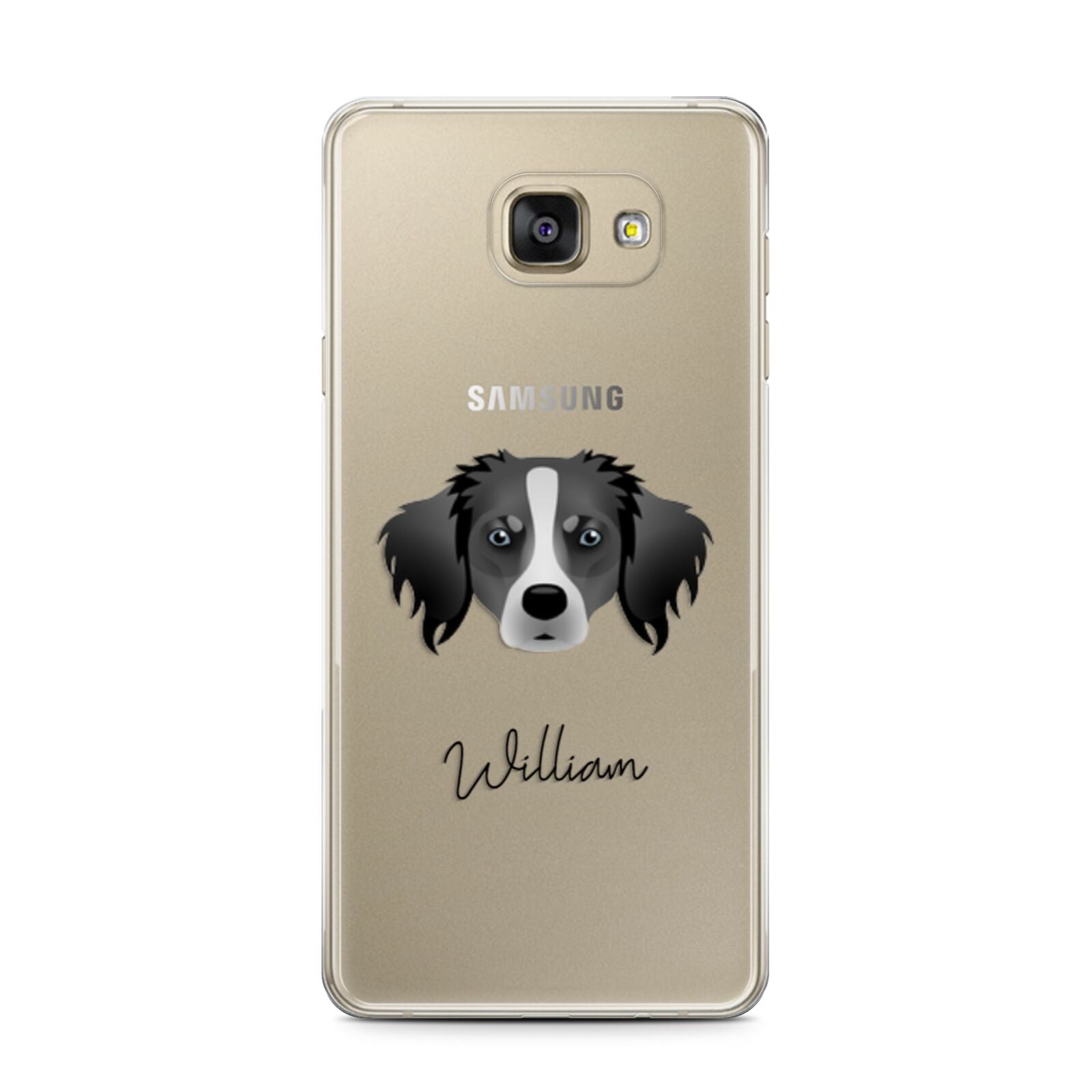 Australian Shepherd Personalised Samsung Galaxy A7 2016 Case on gold phone
