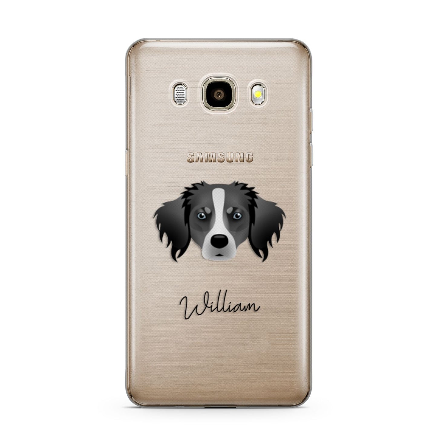 Australian Shepherd Personalised Samsung Galaxy J7 2016 Case on gold phone