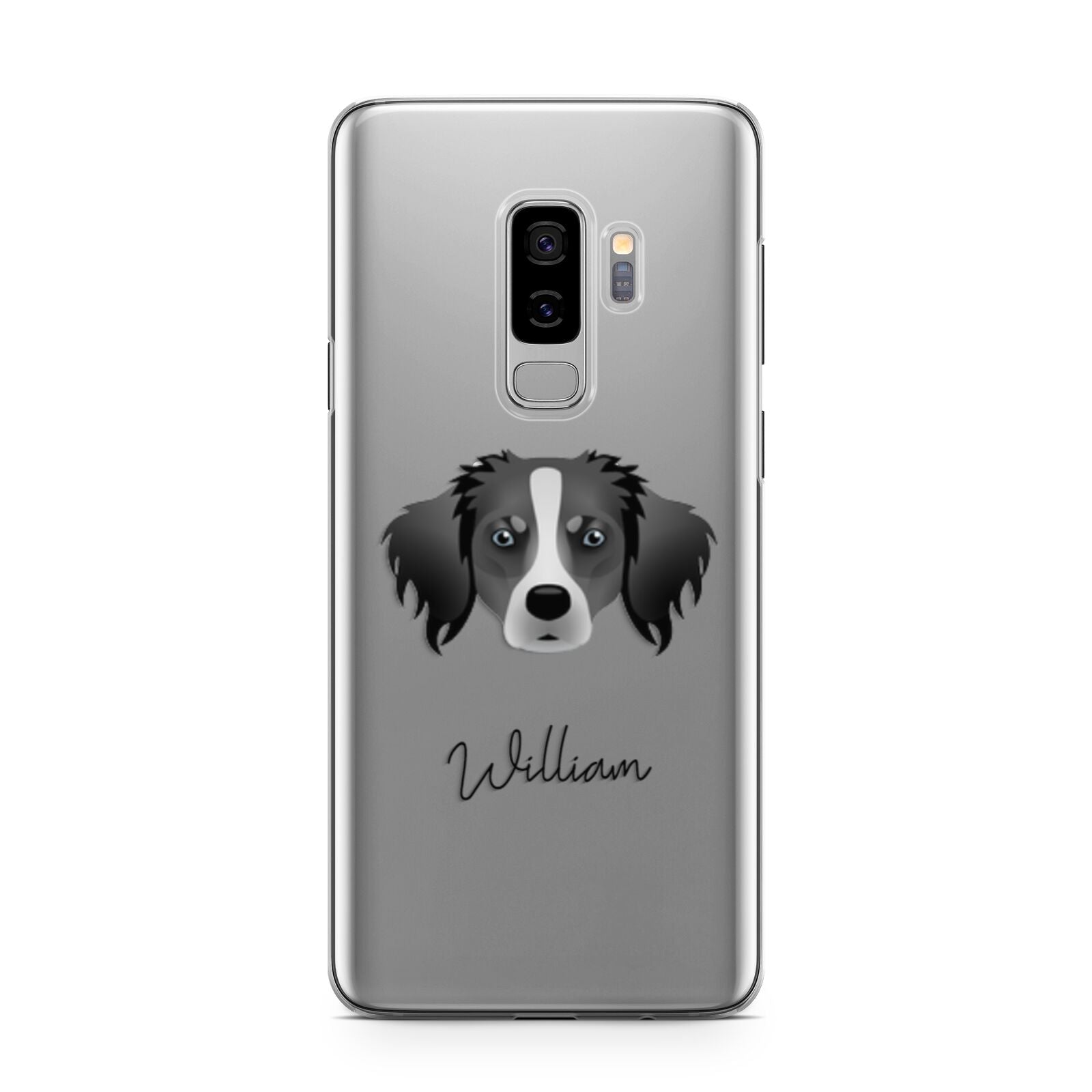 Australian Shepherd Personalised Samsung Galaxy S9 Plus Case on Silver phone