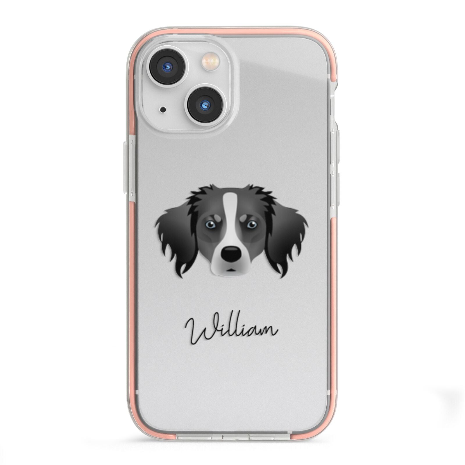 Australian Shepherd Personalised iPhone 13 Mini TPU Impact Case with Pink Edges
