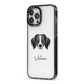 Australian Shepherd Personalised iPhone 13 Pro Max Black Impact Case Side Angle on Silver phone