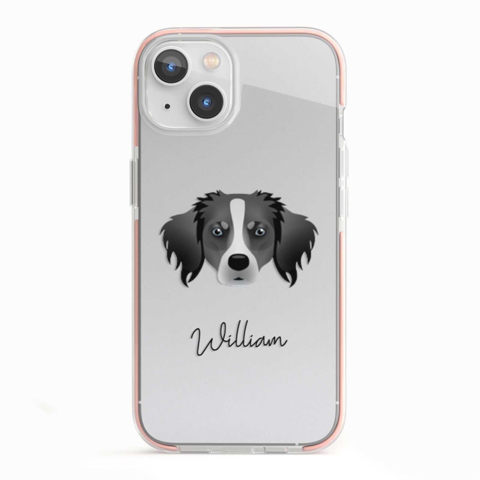 Australian Shepherd Personalised iPhone 13 TPU Impact Case with Pink Edges