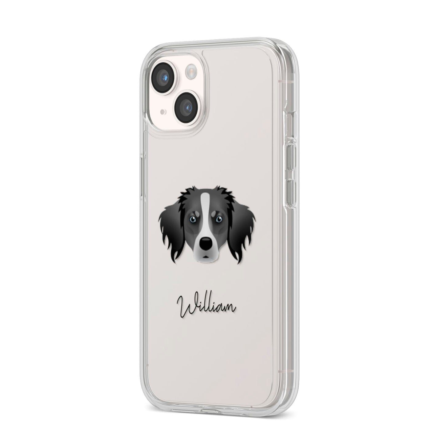 Australian Shepherd Personalised iPhone 14 Clear Tough Case Starlight Angled Image