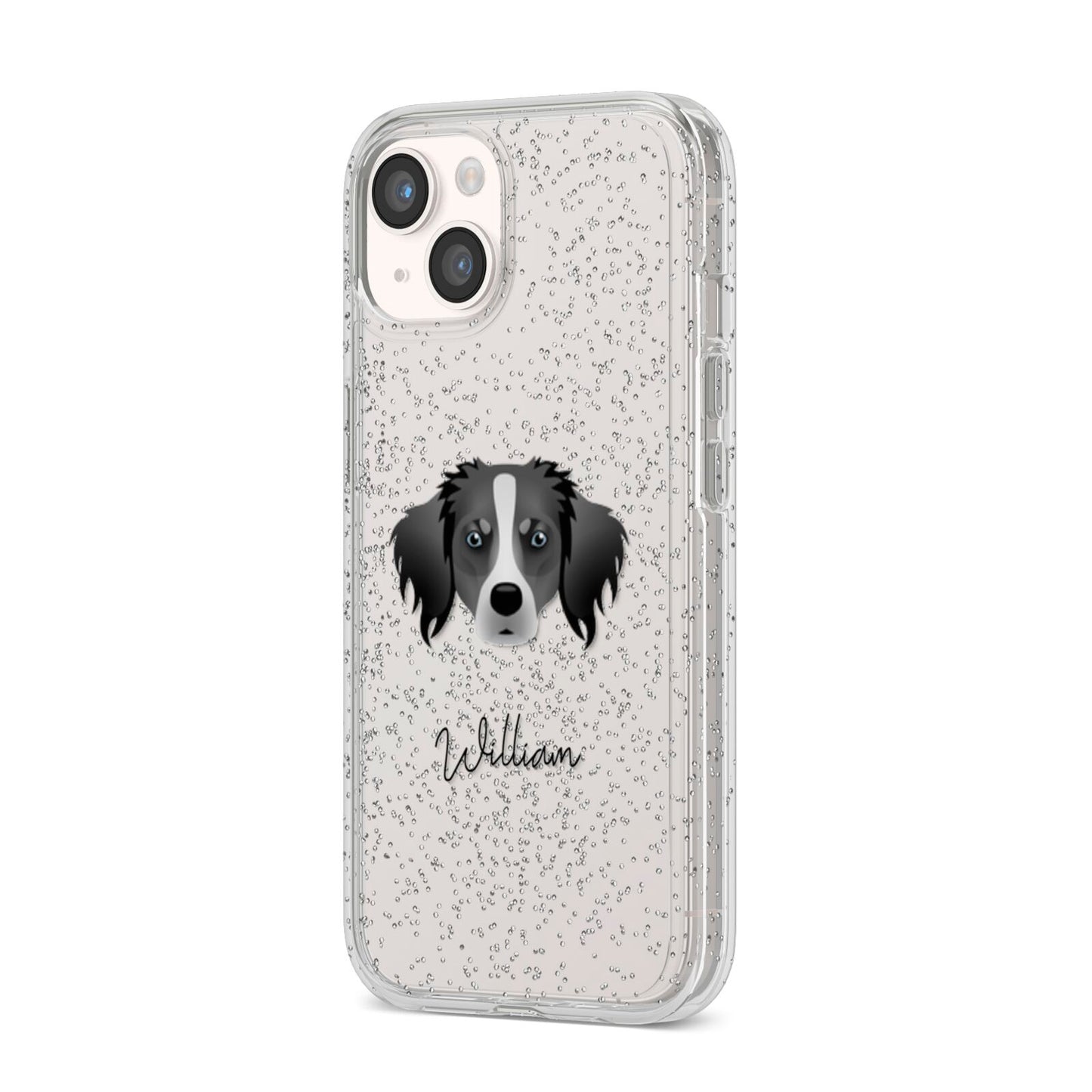 Australian Shepherd Personalised iPhone 14 Glitter Tough Case Starlight Angled Image