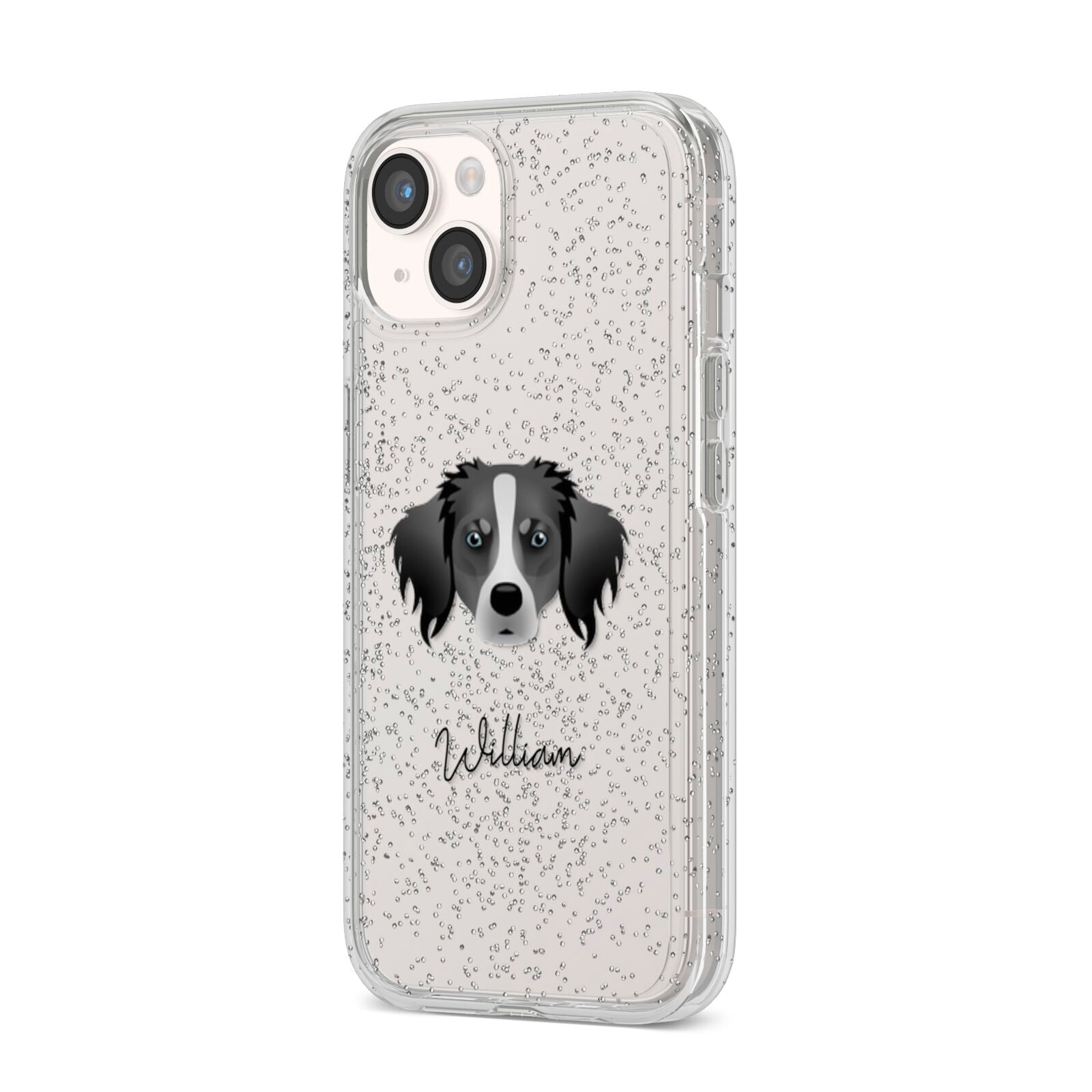 Australian Shepherd Personalised iPhone 14 Glitter Tough Case Starlight Angled Image