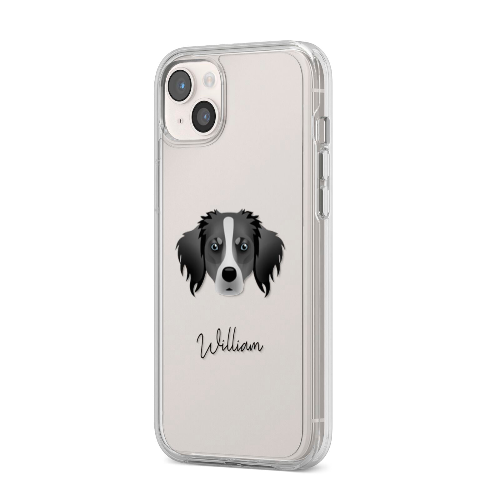 Australian Shepherd Personalised iPhone 14 Plus Clear Tough Case Starlight Angled Image