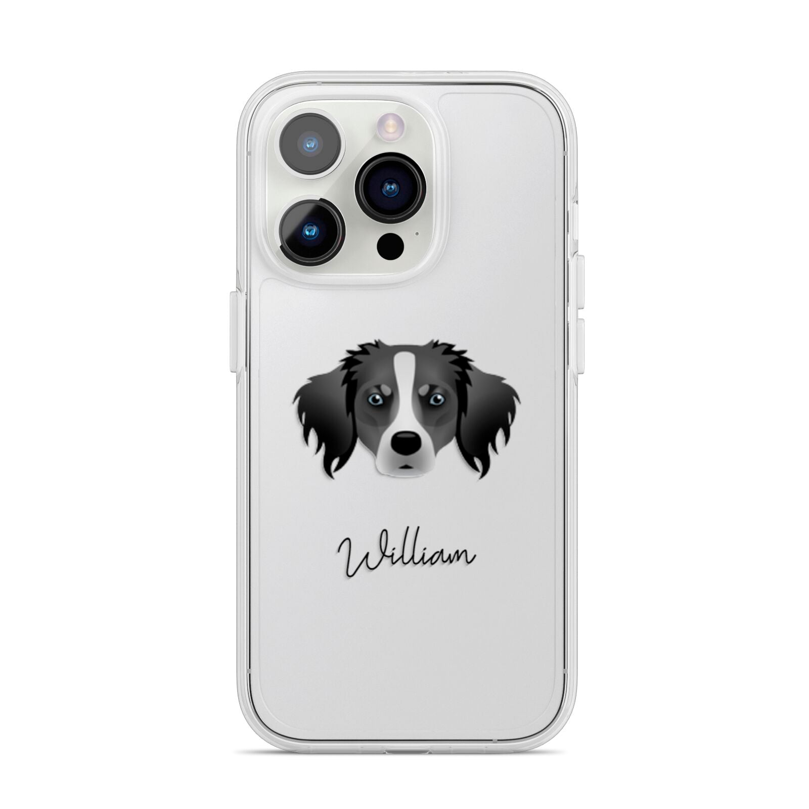 Australian Shepherd Personalised iPhone 14 Pro Clear Tough Case Silver