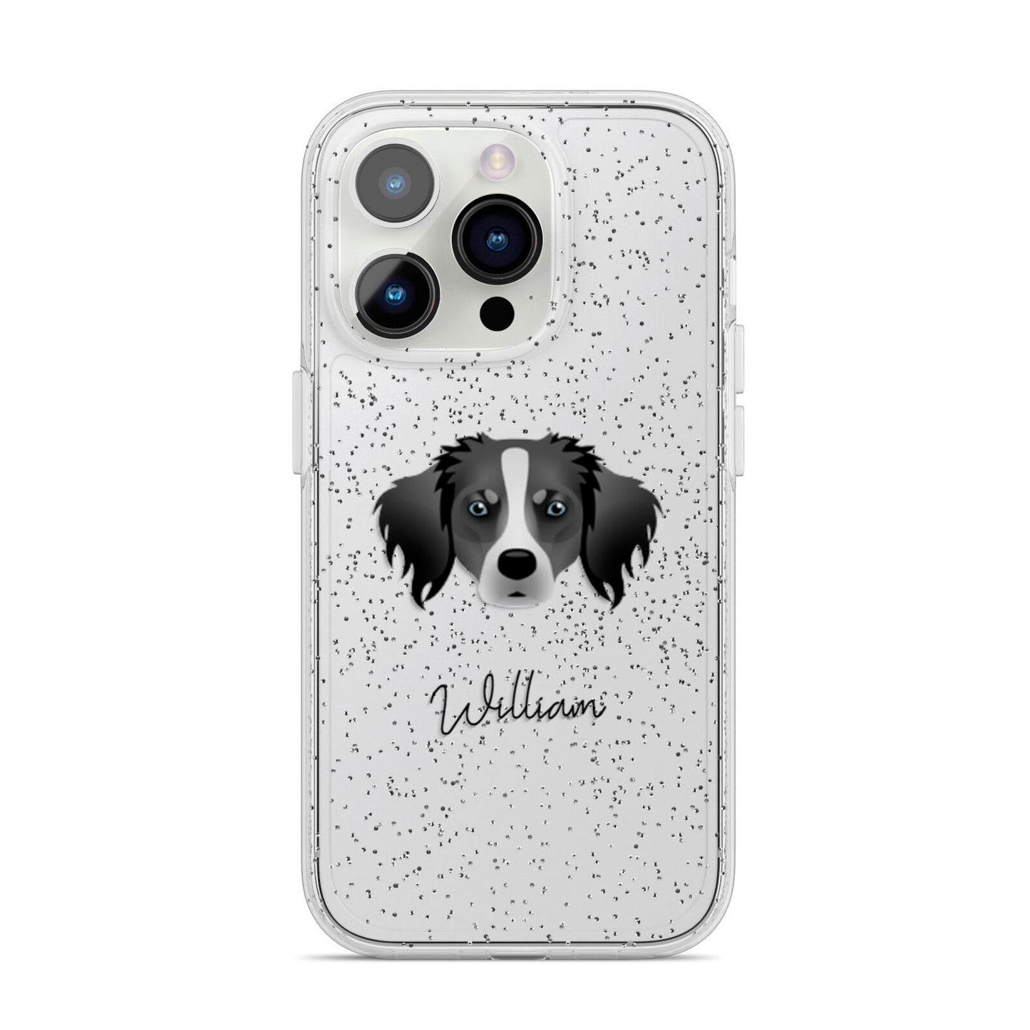 Australian Shepherd Personalised iPhone 14 Pro Glitter Tough Case Silver