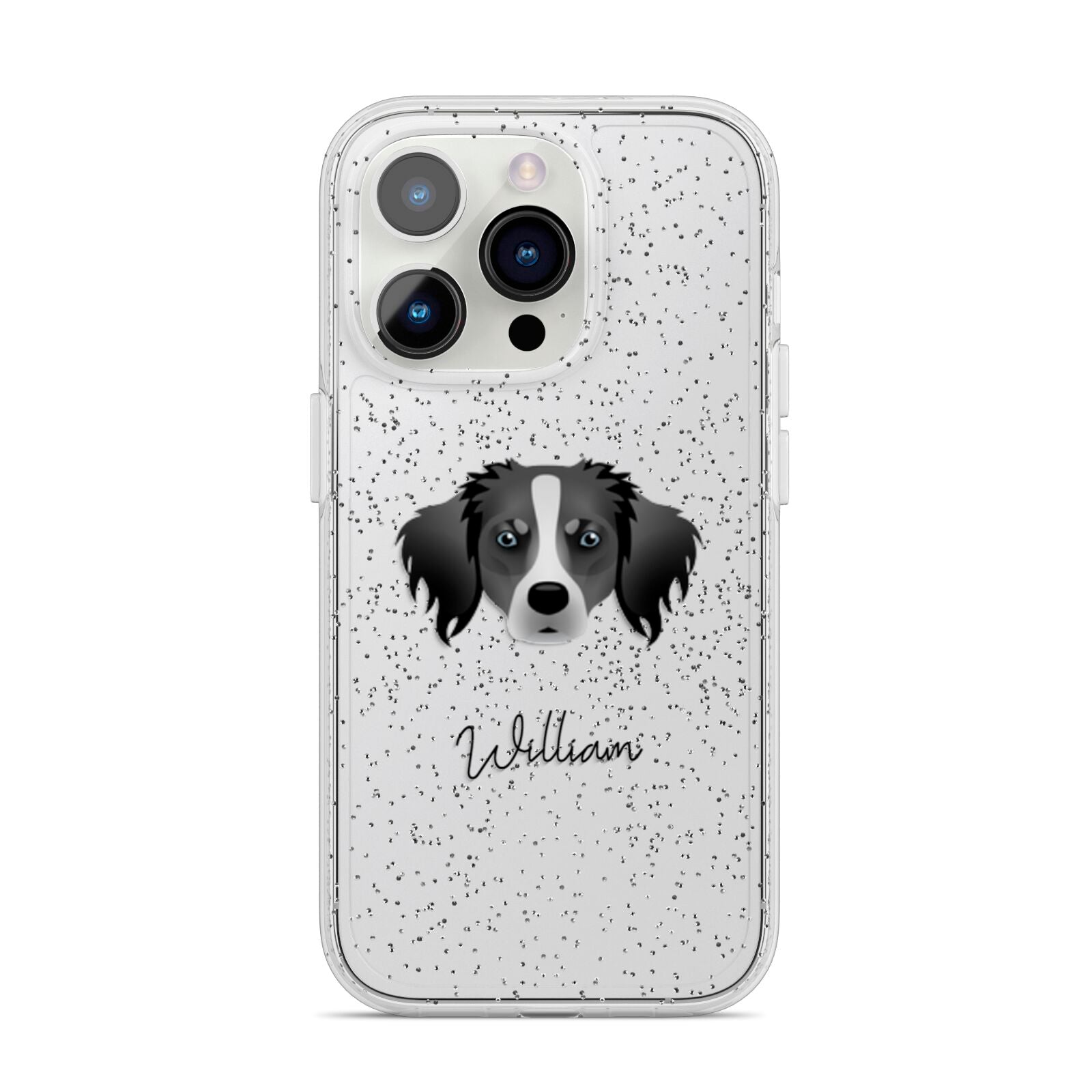 Australian Shepherd Personalised iPhone 14 Pro Glitter Tough Case Silver