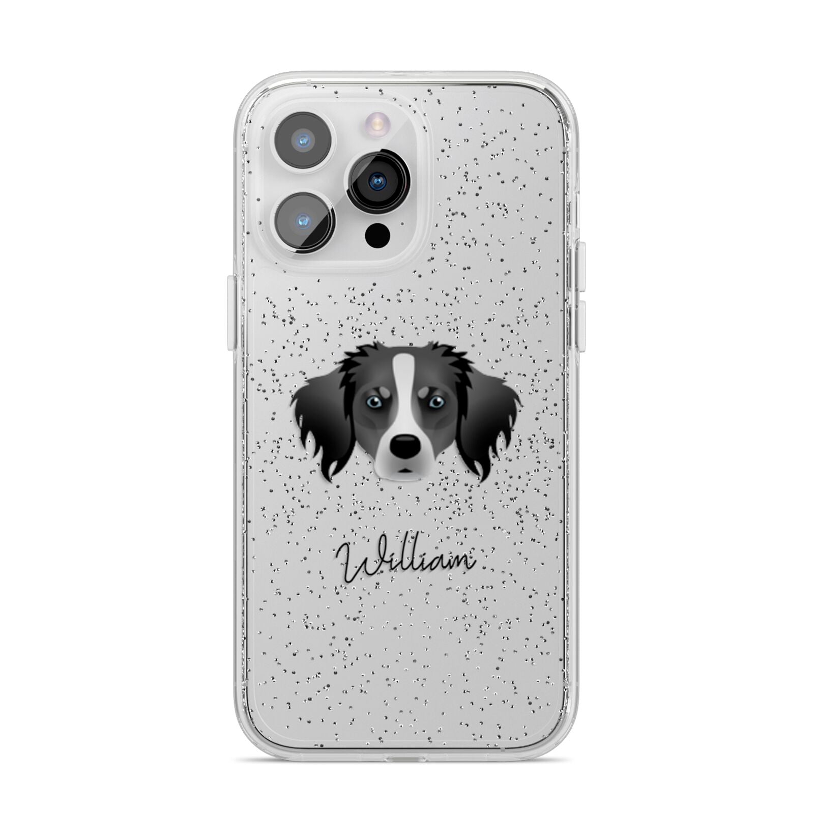 Australian Shepherd Personalised iPhone 14 Pro Max Glitter Tough Case Silver