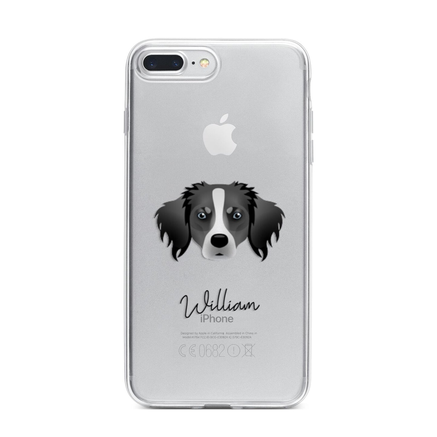 Australian Shepherd Personalised iPhone 7 Plus Bumper Case on Silver iPhone