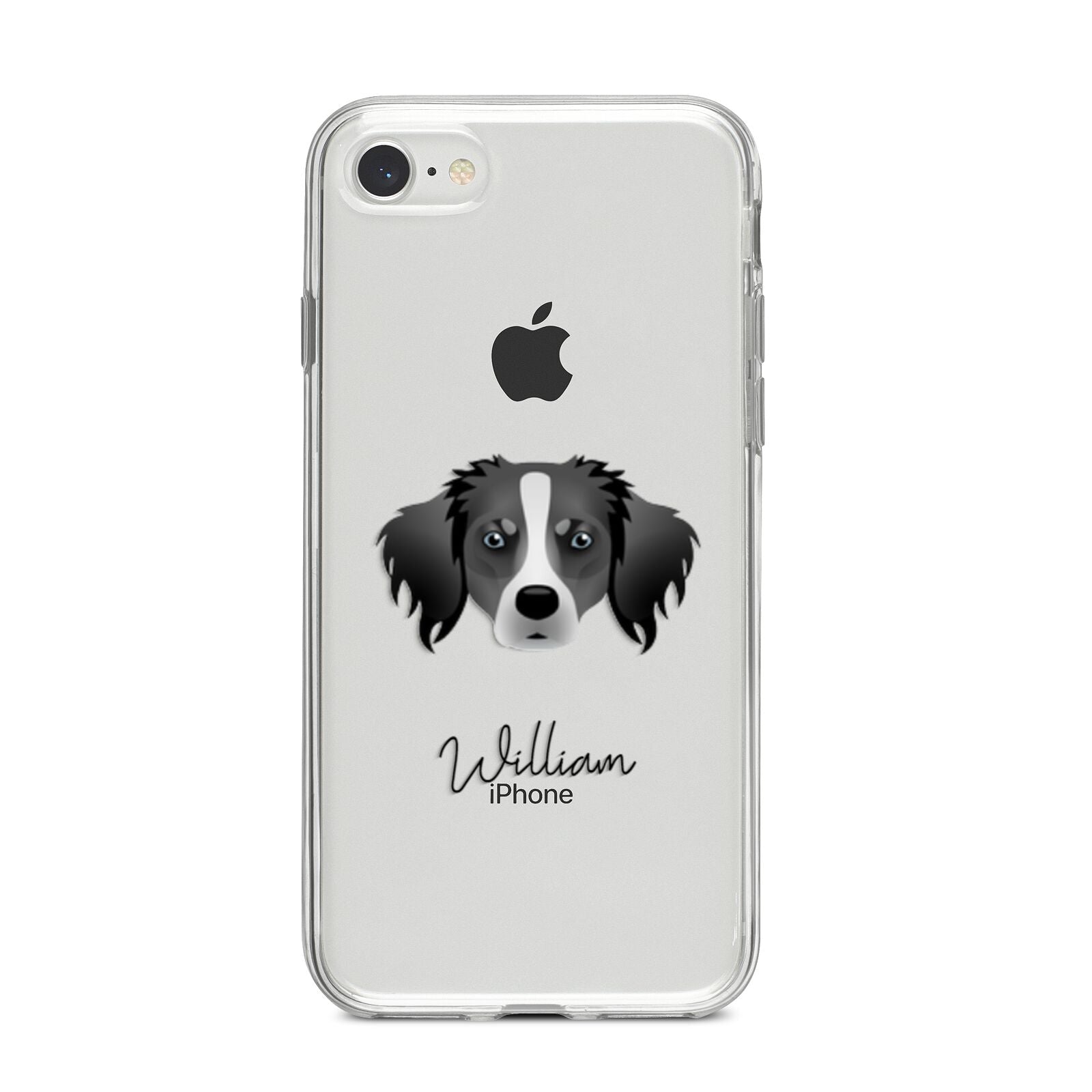 Australian Shepherd Personalised iPhone 8 Bumper Case on Silver iPhone