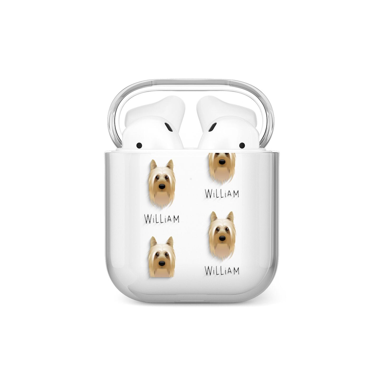Australian Silky Terrier Icon with Name AirPods Case