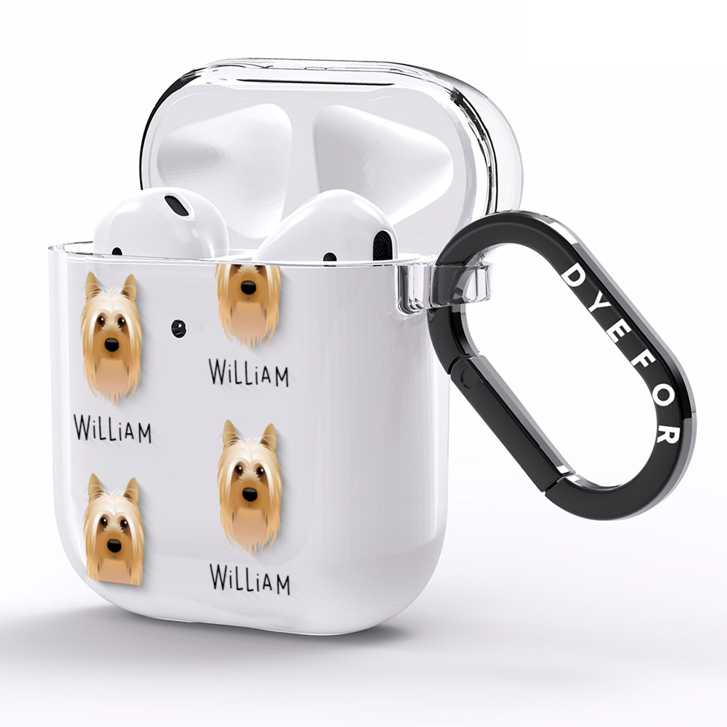 Australian Silky Terrier Icon with Name AirPods Clear Case Side Image