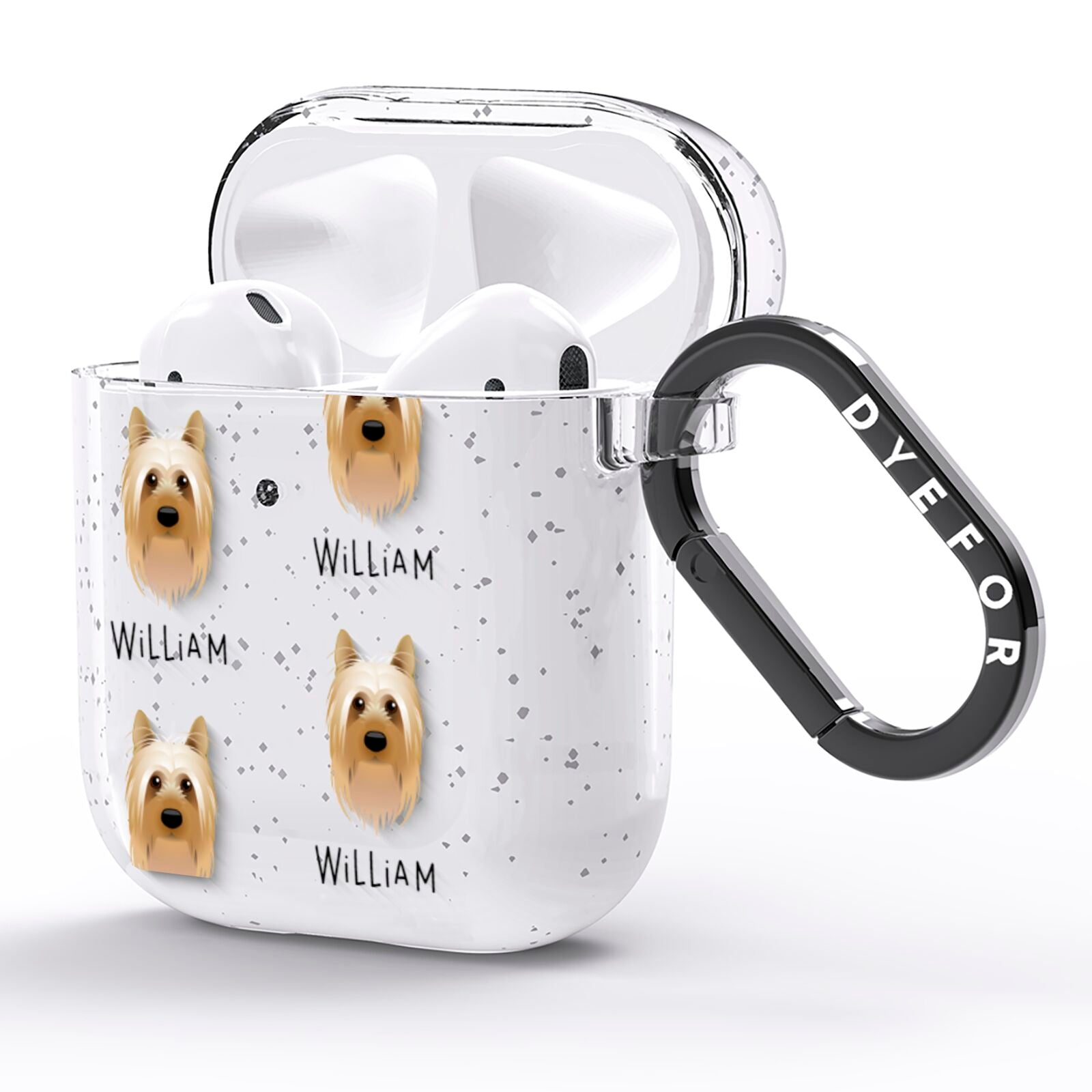 Australian Silky Terrier Icon with Name AirPods Glitter Case Side Image