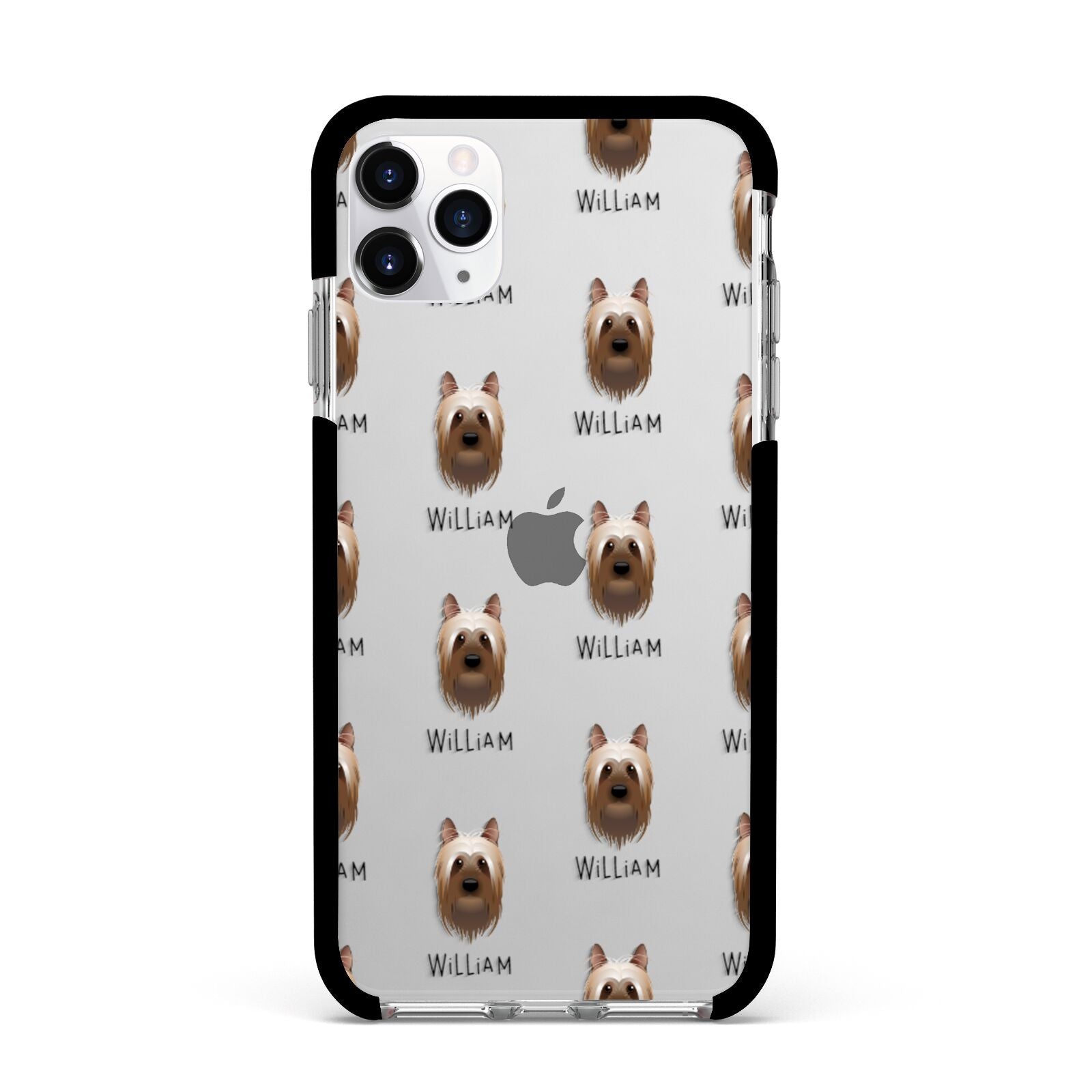 Australian Silky Terrier Icon with Name Apple iPhone 11 Pro Max in Silver with Black Impact Case