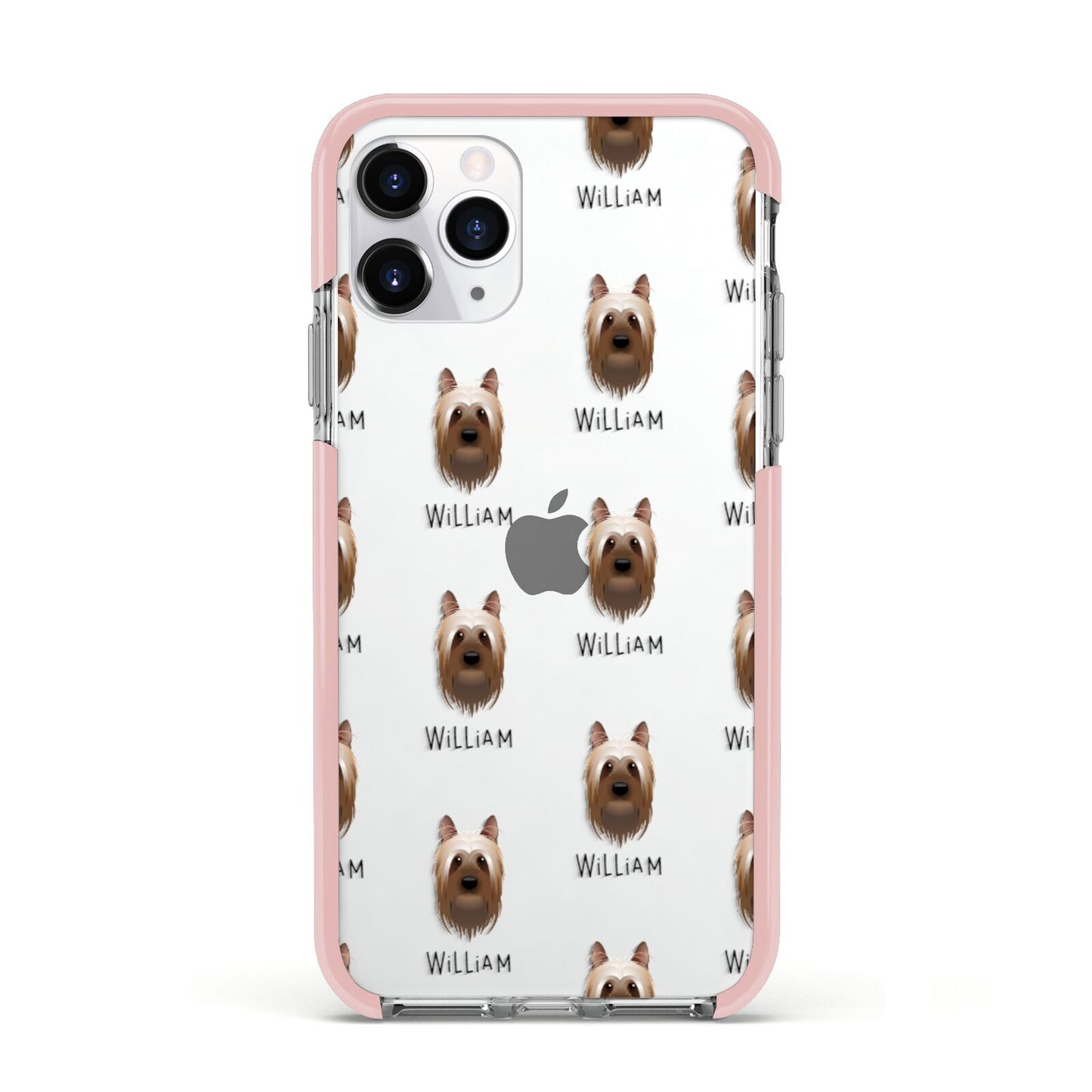 Australian Silky Terrier Icon with Name Apple iPhone 11 Pro in Silver with Pink Impact Case