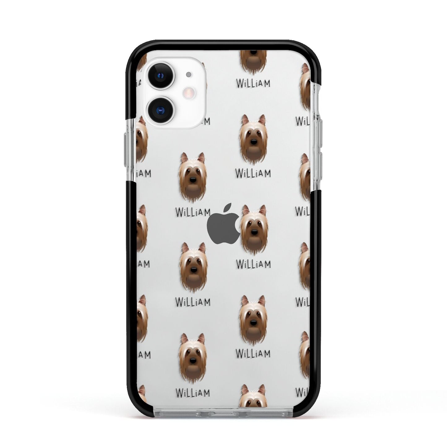 Australian Silky Terrier Icon with Name Apple iPhone 11 in White with Black Impact Case