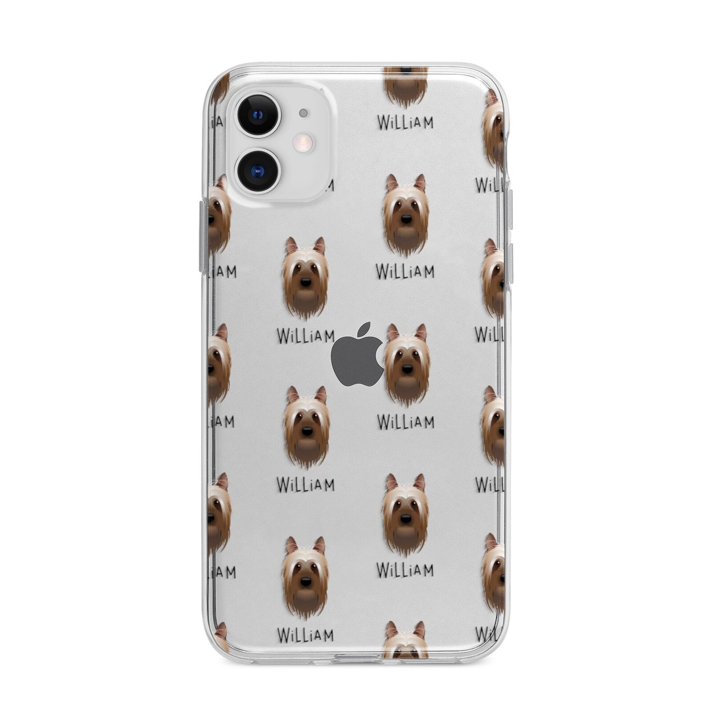 Australian Silky Terrier Icon with Name Apple iPhone 11 in White with Bumper Case