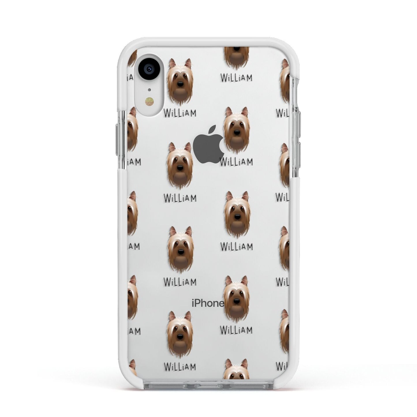 Australian Silky Terrier Icon with Name Apple iPhone XR Impact Case White Edge on Silver Phone