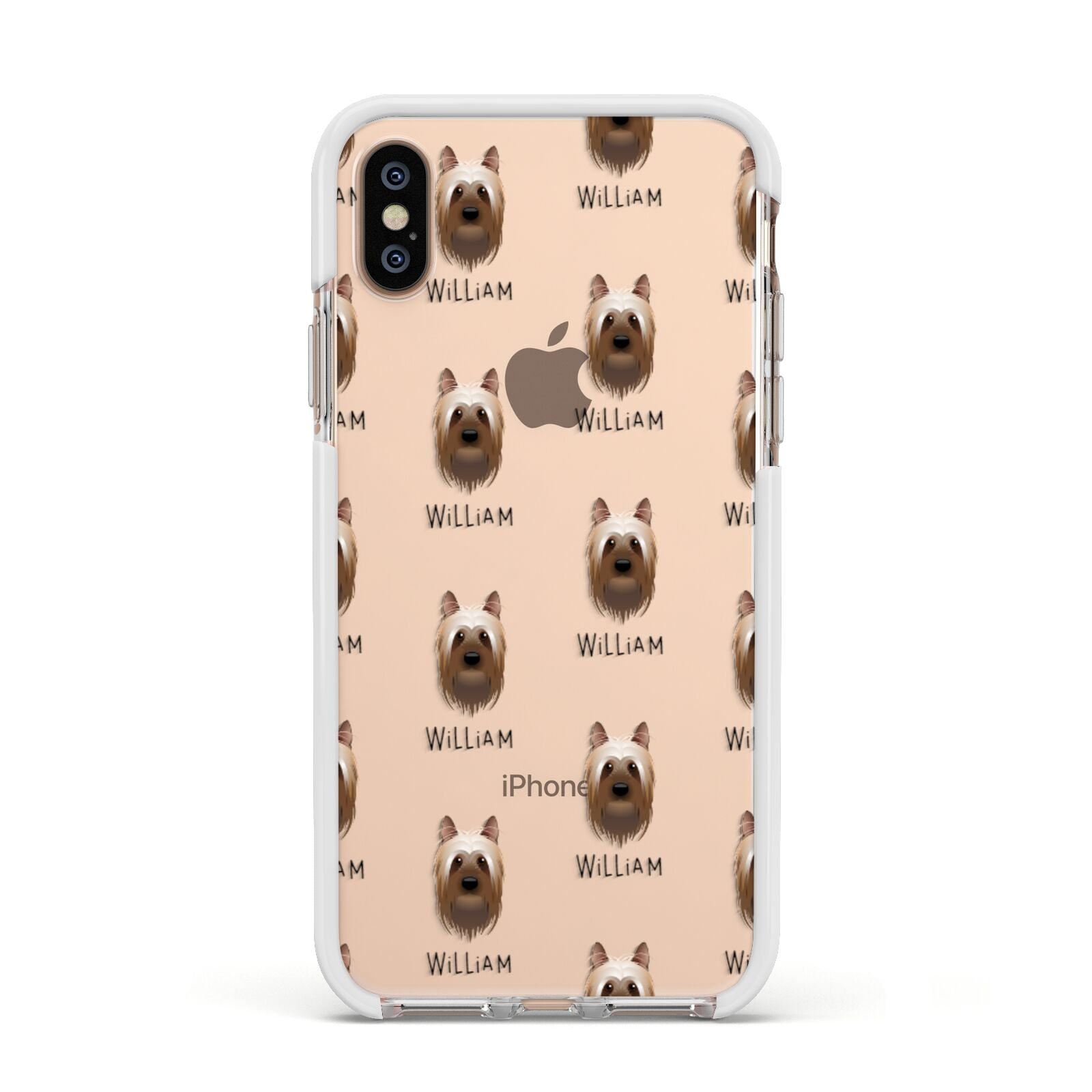 Australian Silky Terrier Icon with Name Apple iPhone Xs Impact Case White Edge on Gold Phone