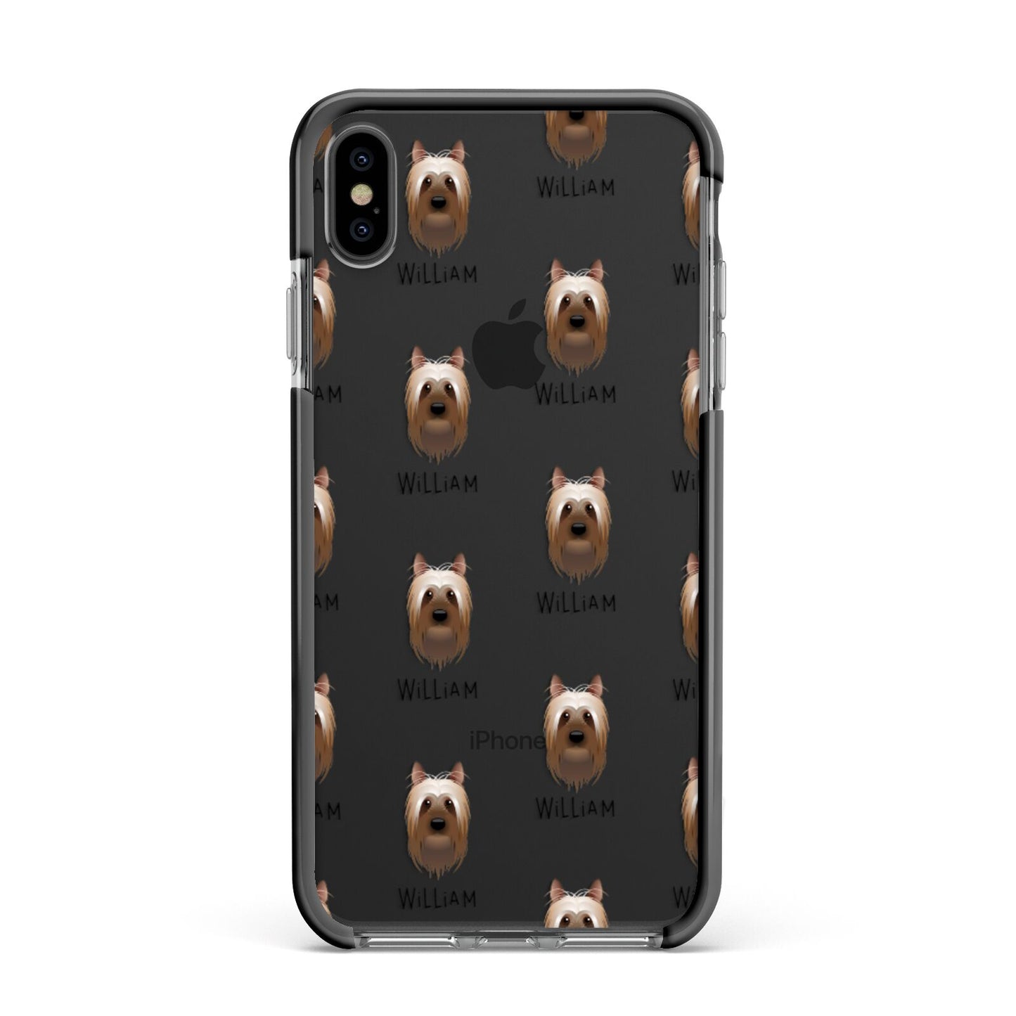 Australian Silky Terrier Icon with Name Apple iPhone Xs Max Impact Case Black Edge on Black Phone