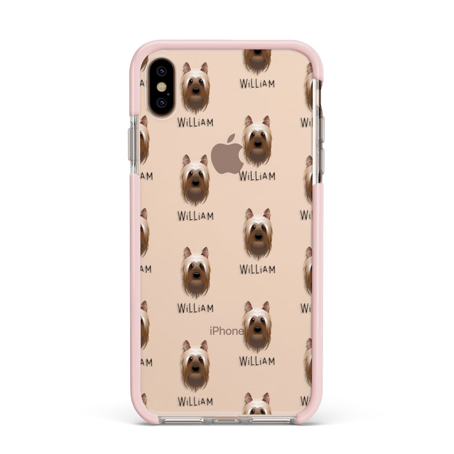 Australian Silky Terrier Icon with Name Apple iPhone Xs Max Impact Case Pink Edge on Gold Phone