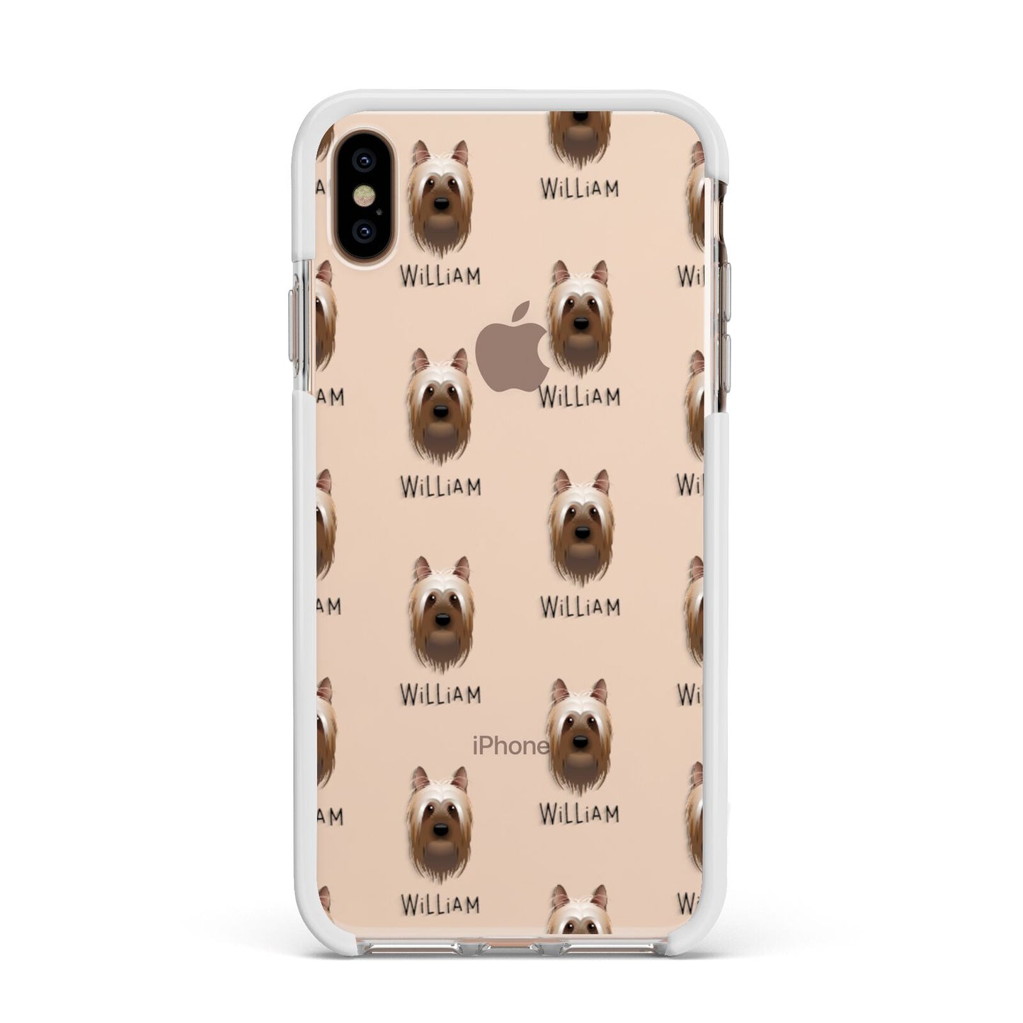 Australian Silky Terrier Icon with Name Apple iPhone Xs Max Impact Case White Edge on Gold Phone