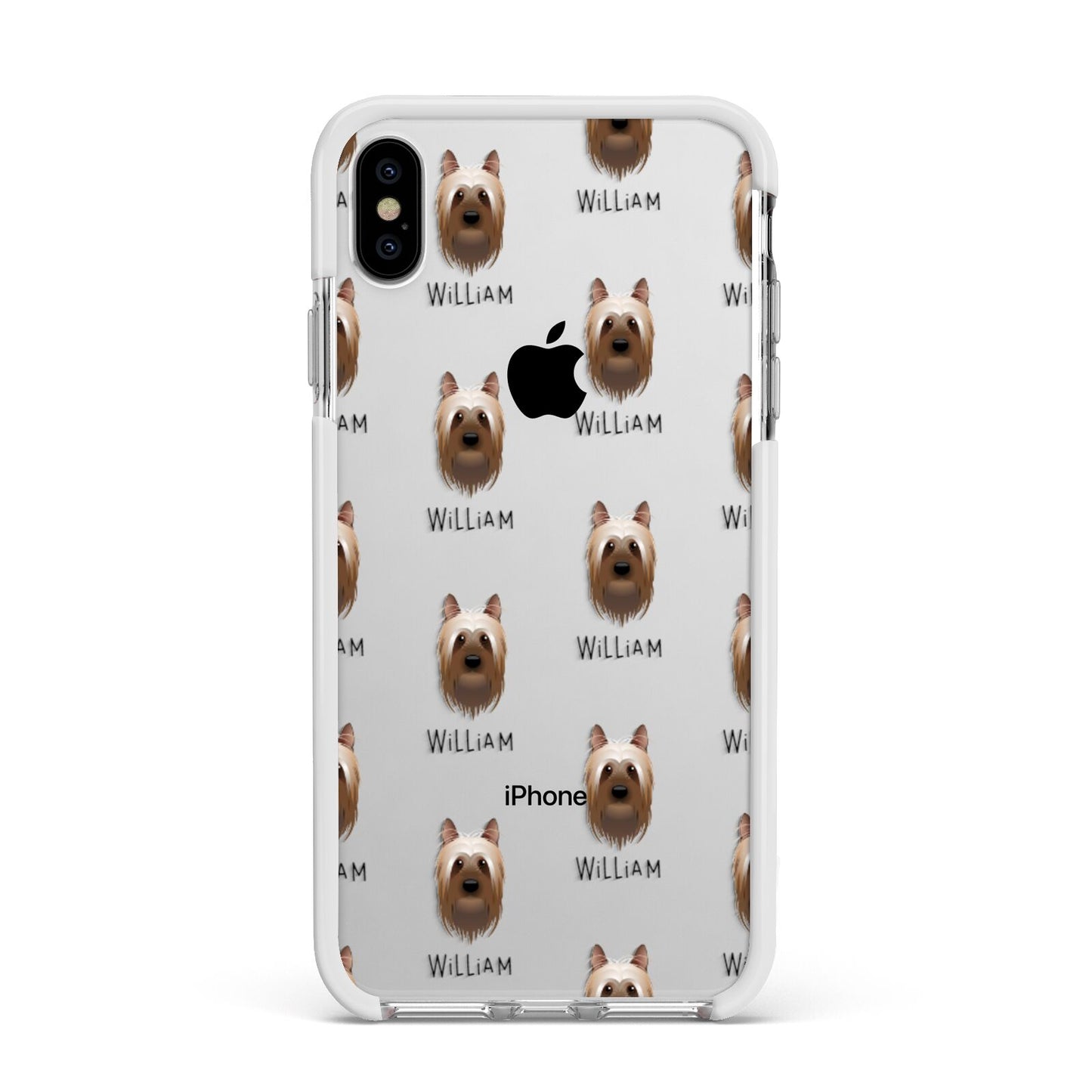 Australian Silky Terrier Icon with Name Apple iPhone Xs Max Impact Case White Edge on Silver Phone