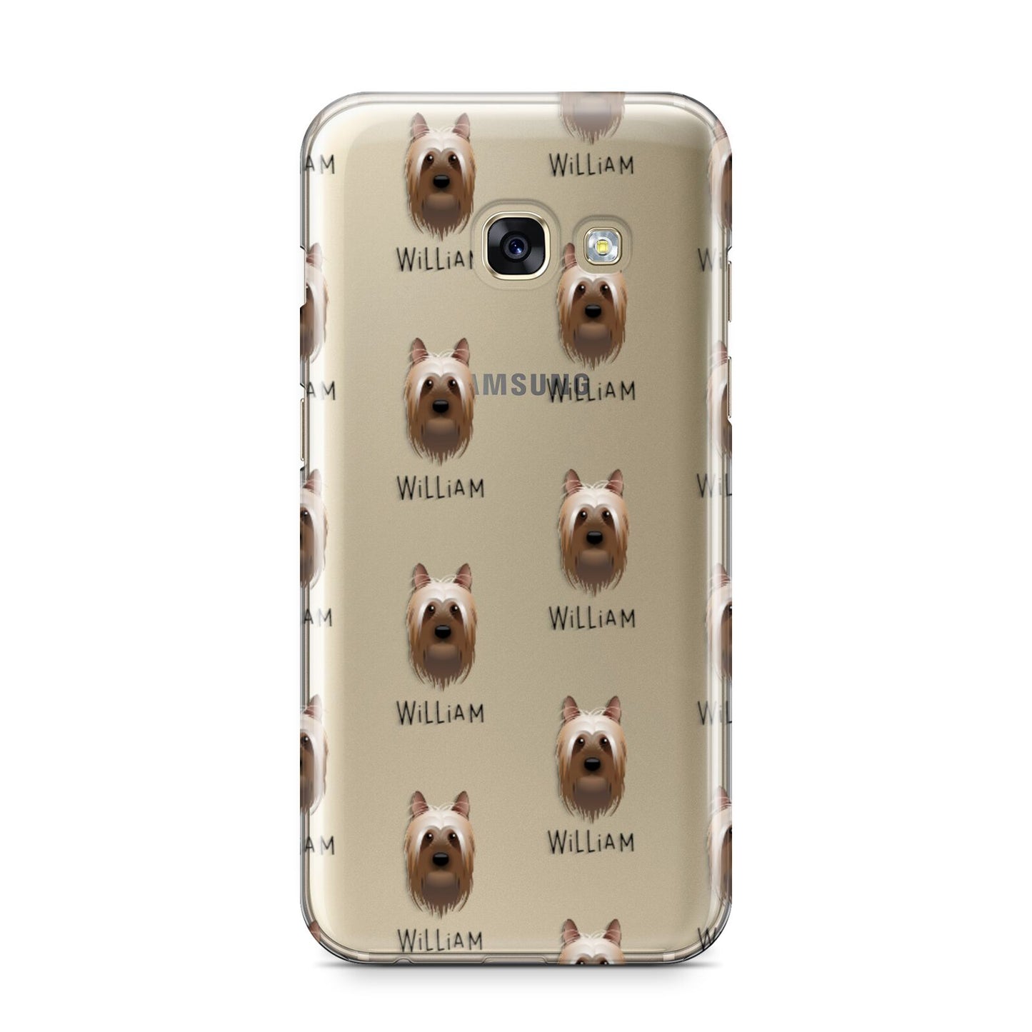 Australian Silky Terrier Icon with Name Samsung Galaxy A3 2017 Case on gold phone