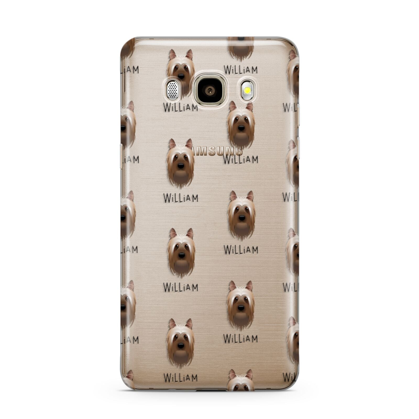Australian Silky Terrier Icon with Name Samsung Galaxy J7 2016 Case on gold phone
