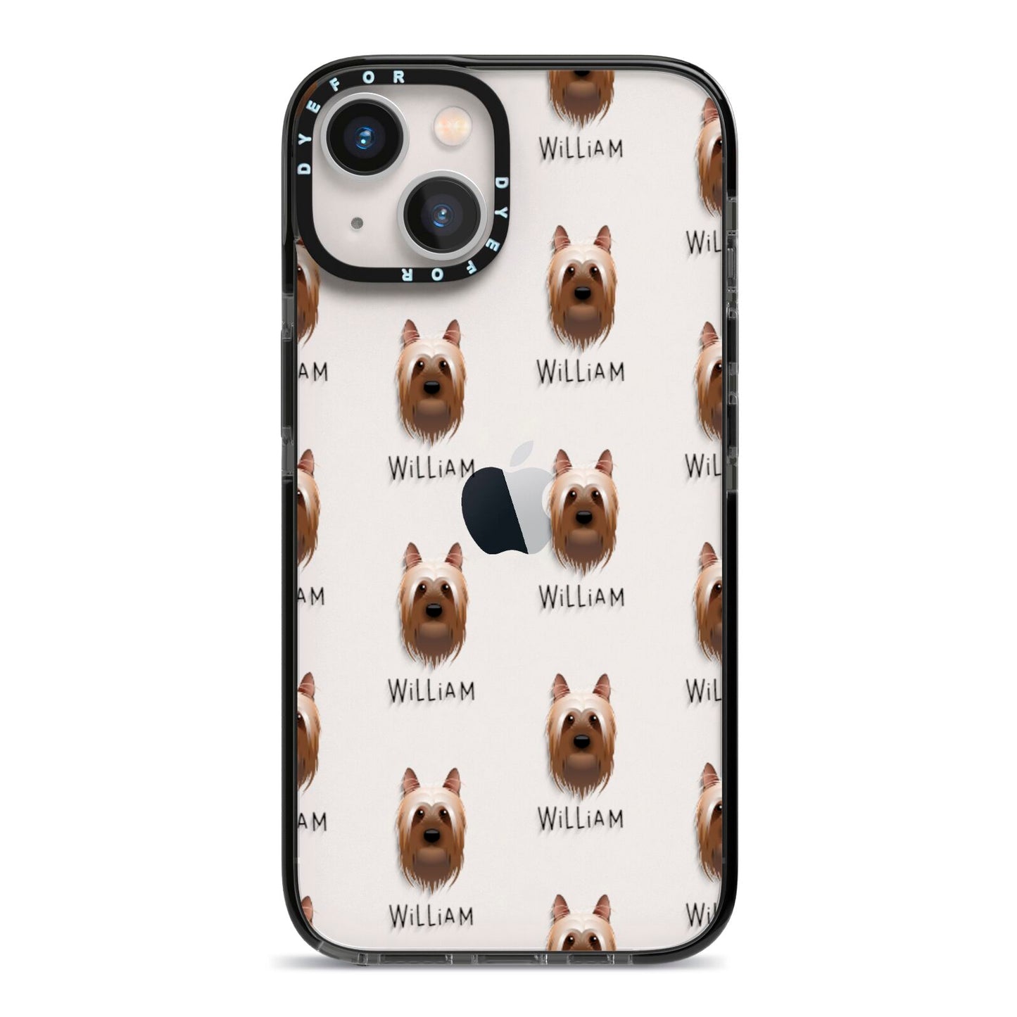 Australian Silky Terrier Icon with Name iPhone 13 Black Impact Case on Silver phone
