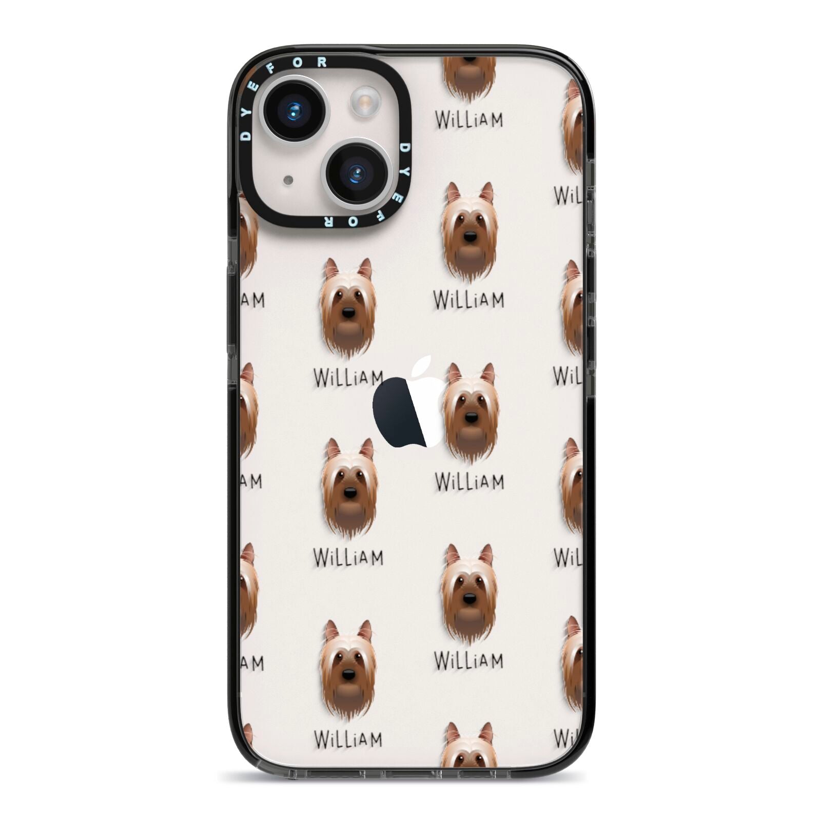 Australian Silky Terrier Icon with Name iPhone 14 Black Impact Case on Silver phone