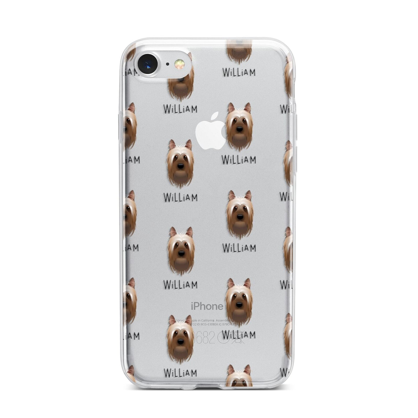 Australian Silky Terrier Icon with Name iPhone 7 Bumper Case on Silver iPhone
