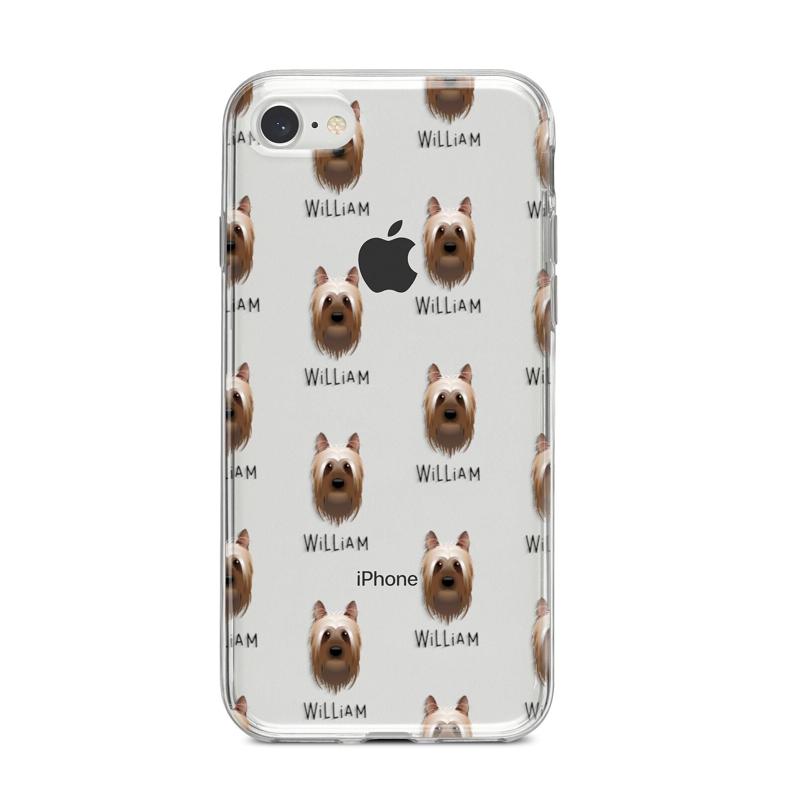 Australian Silky Terrier Icon with Name iPhone 8 Bumper Case on Silver iPhone