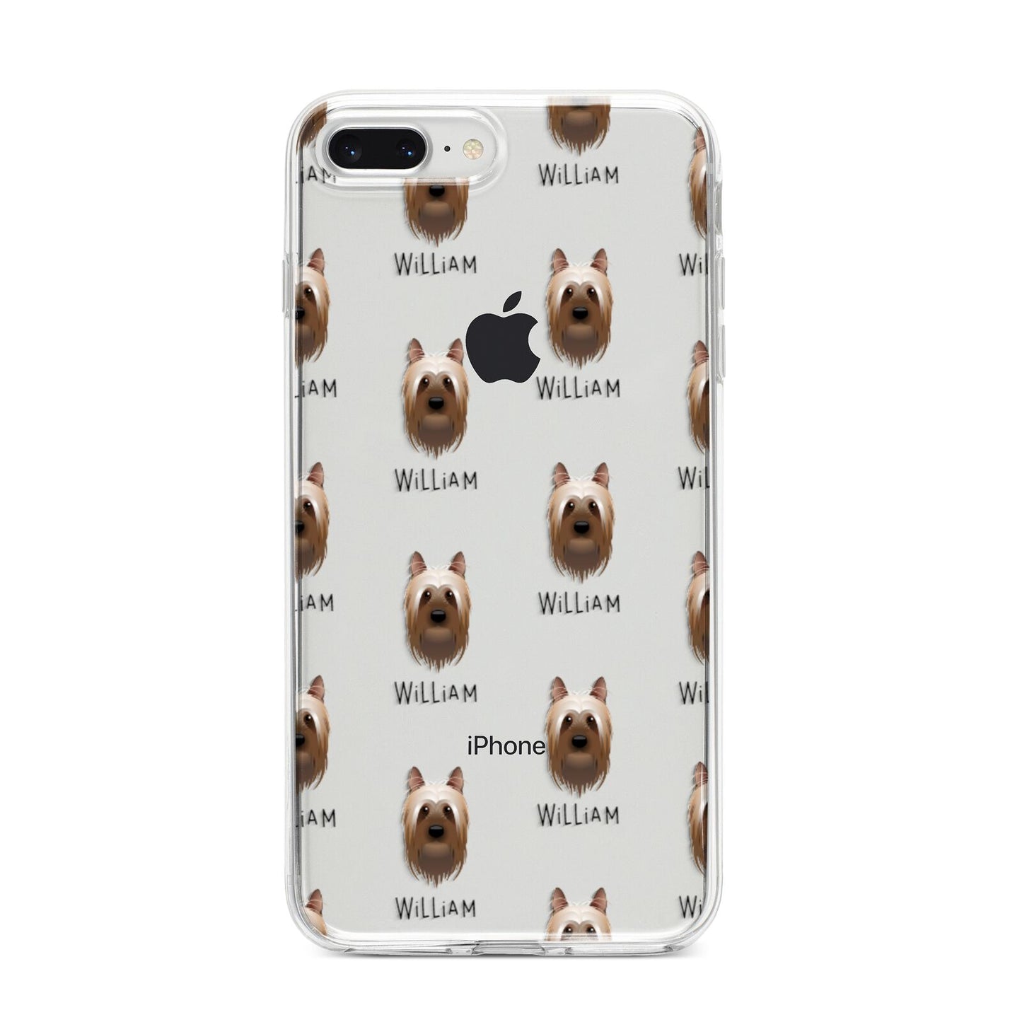 Australian Silky Terrier Icon with Name iPhone 8 Plus Bumper Case on Silver iPhone