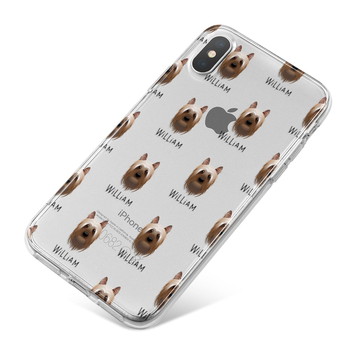 Australian Silky Terrier Icon with Name iPhone X Bumper Case on Silver iPhone