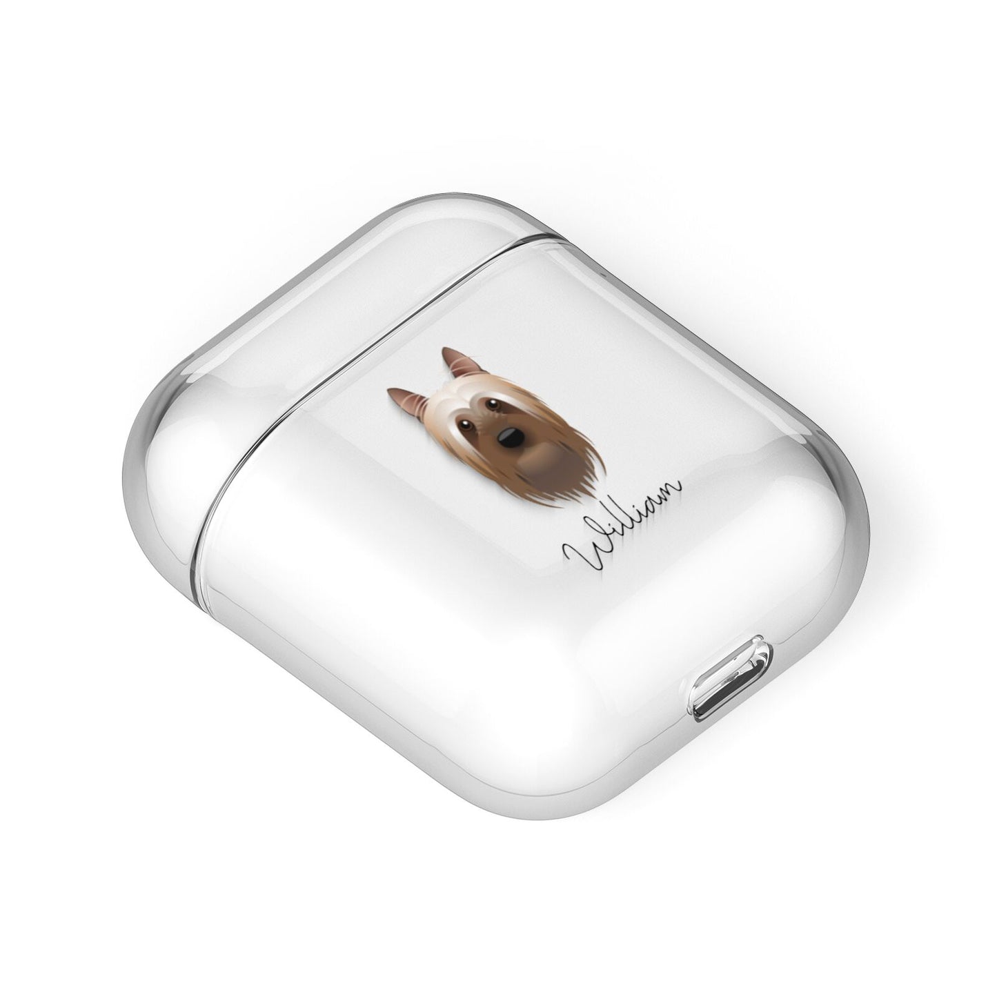 Australian Silky Terrier Personalised AirPods Case Laid Flat