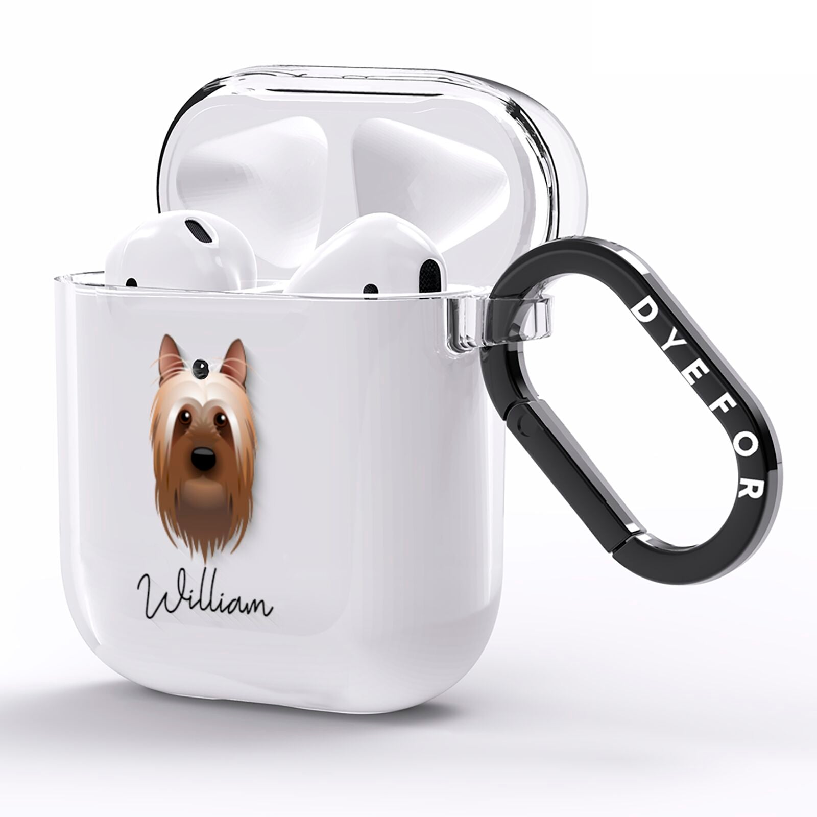 Australian Silky Terrier Personalised AirPods Clear Case Side Image
