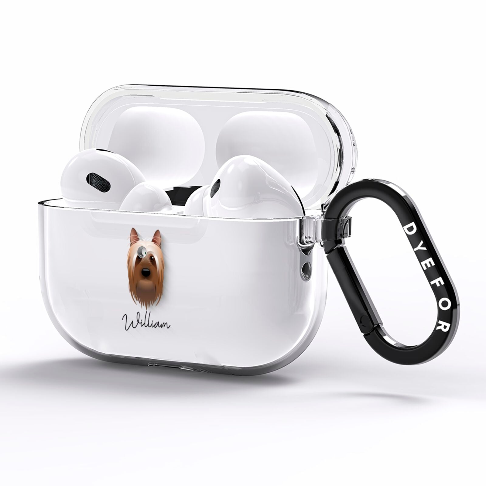 Australian Silky Terrier Personalised AirPods Pro Clear Case Side Image