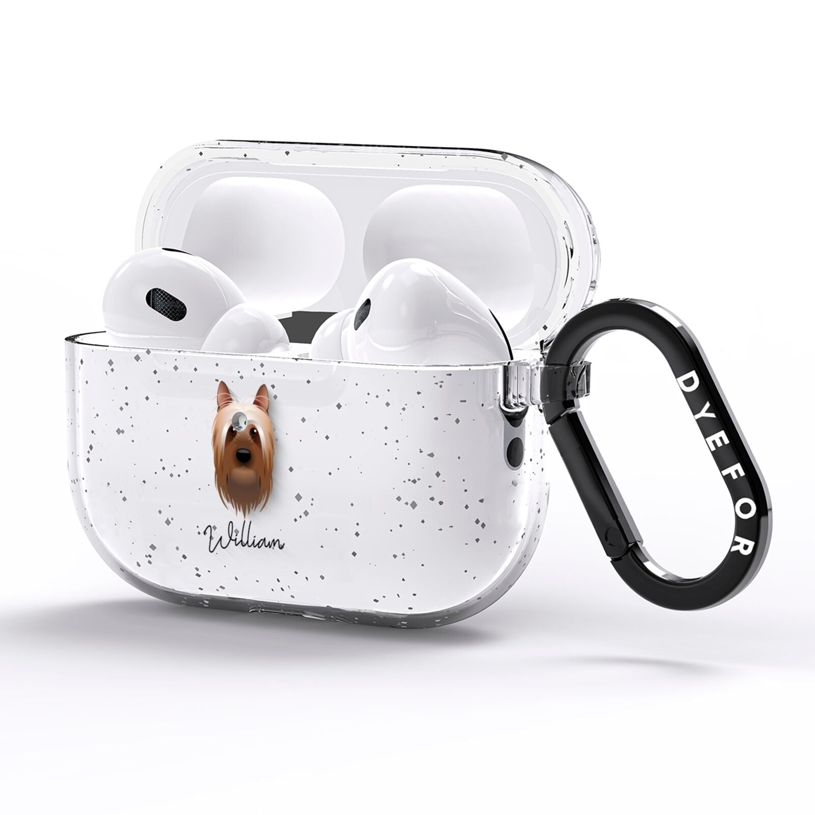 Australian Silky Terrier Personalised AirPods Pro Glitter Case Side Image