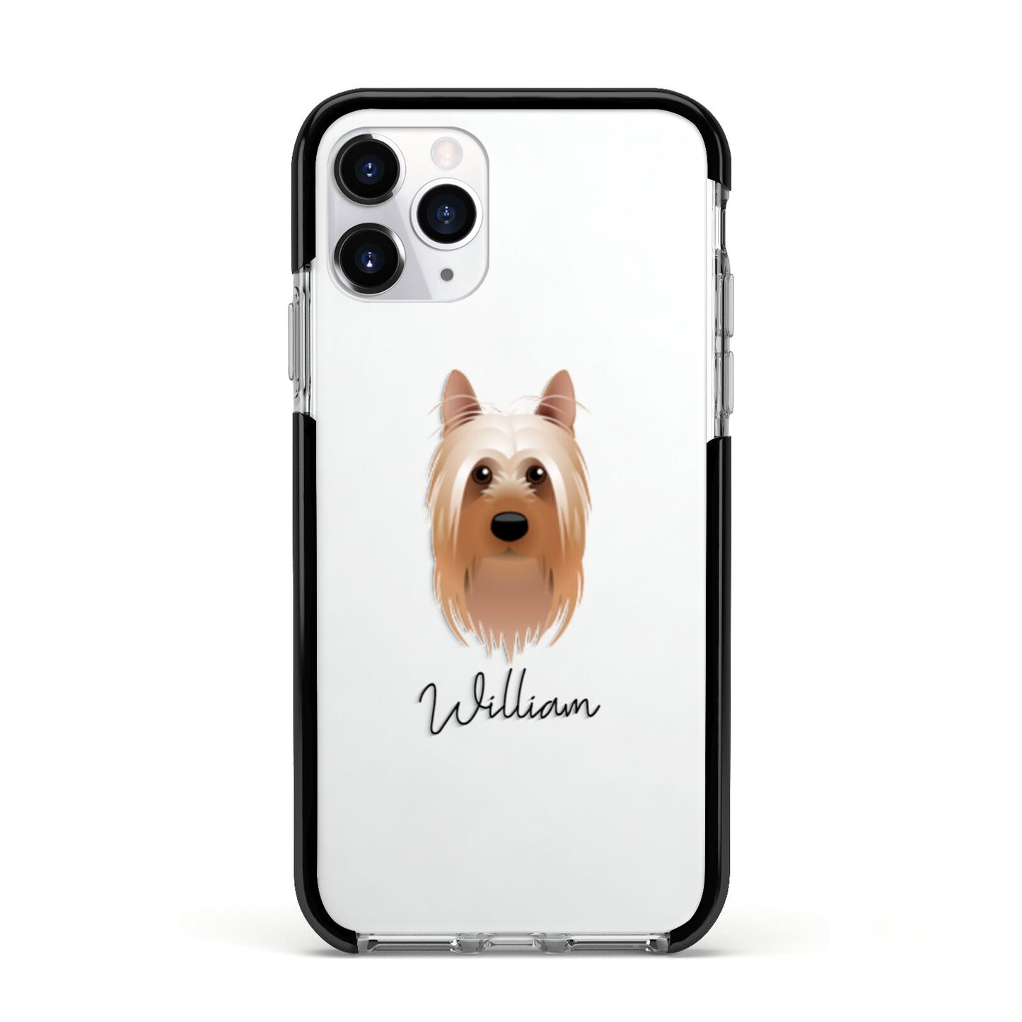 Australian Silky Terrier Personalised Apple iPhone 11 Pro in Silver with Black Impact Case