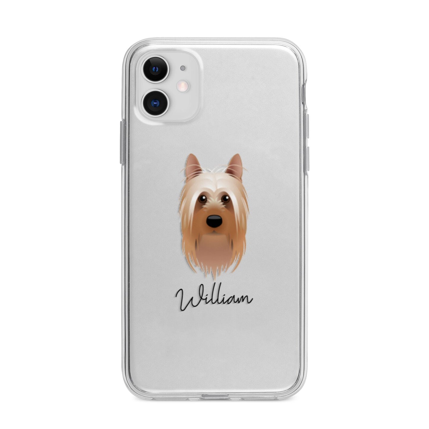 Australian Silky Terrier Personalised Apple iPhone 11 in White with Bumper Case