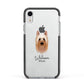 Australian Silky Terrier Personalised Apple iPhone XR Impact Case Black Edge on Silver Phone