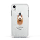 Australian Silky Terrier Personalised Apple iPhone XR Impact Case White Edge on Silver Phone
