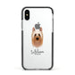 Australian Silky Terrier Personalised Apple iPhone Xs Impact Case Black Edge on Silver Phone